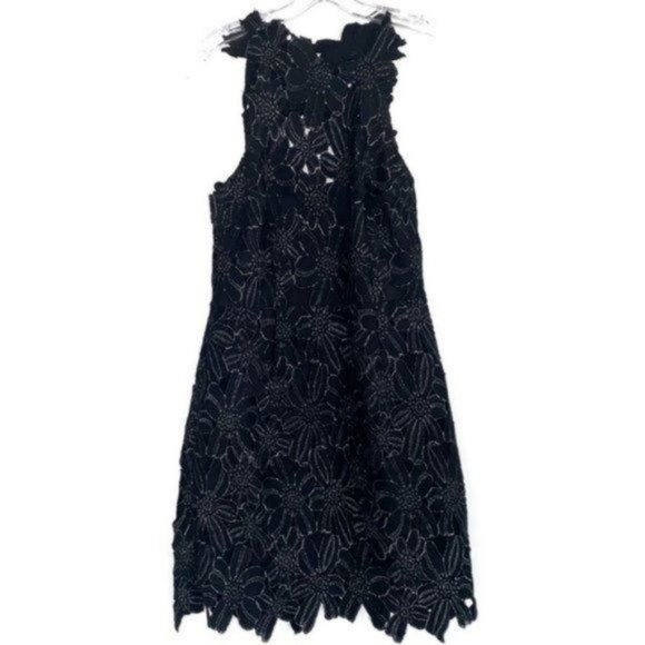 Saylor x Free People Jessa Foil Lace Dress in Black and Silver - Picture 5 of 9